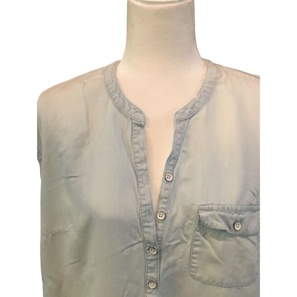 Merona Womens Long Sleeve Button-Down Tunic XL Light Blue - Picture 3 of 8